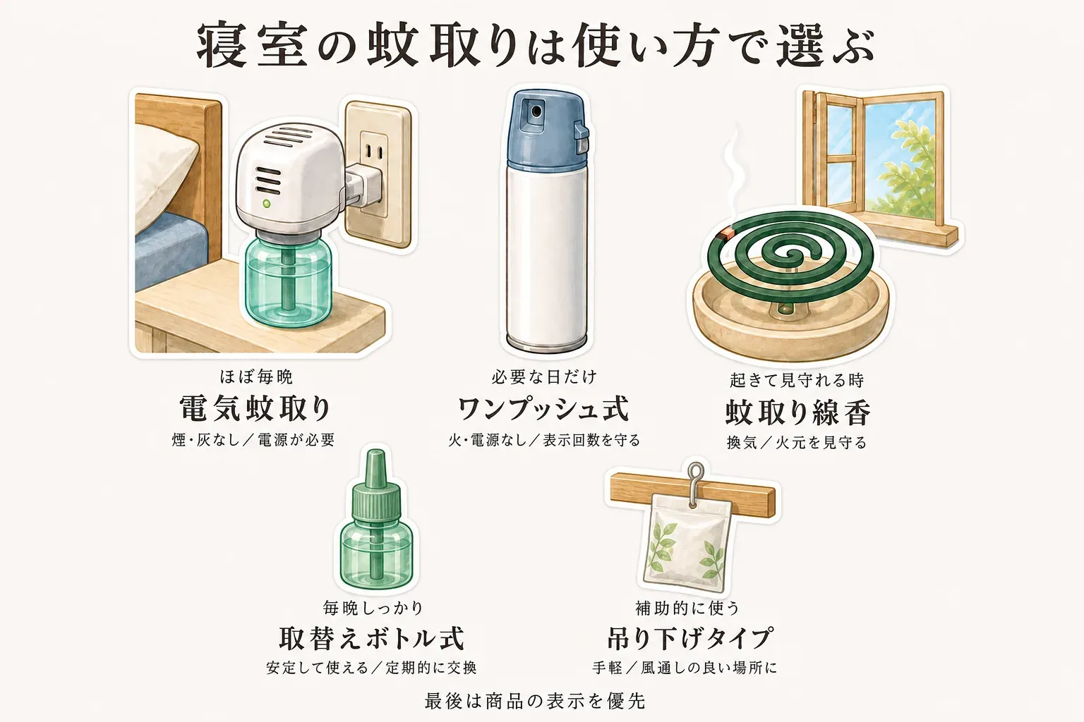 残暑から秋口の点検順を示す図。ブラックキャップの設置日・場所・個数、水濡れ・固定、本体と周辺を噴射しないこと、スプレーの対象害虫・使用場所・用法・用量、使用日と場所の記録を順に確認し、置き餌を自己判断で増やさないよう示している