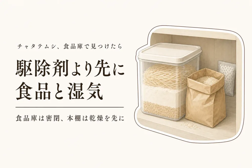 チャタテムシ駆除剤はいつ使う？食品庫と本棚で除湿・密閉容器を見直す順番