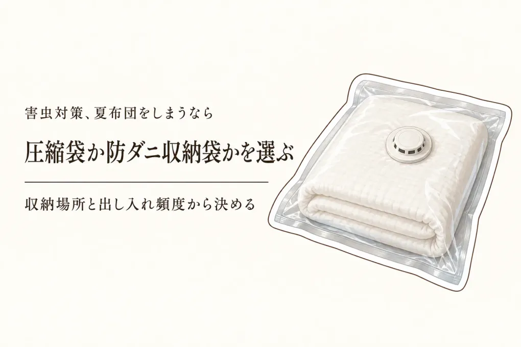 布団圧縮袋と防ダニ布団収納袋の違い｜寒くなる前の夏布団を収納場所と出し入れ頻度で選ぶ